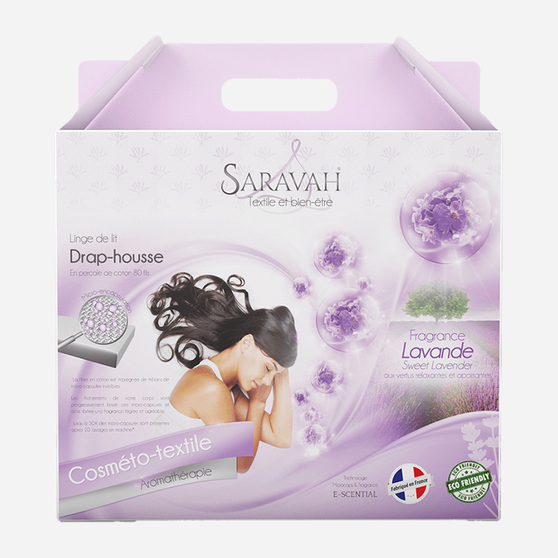 Drap coton aux vertus relaxantes et apaisantes, parfum lavande